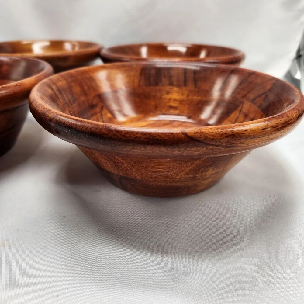 Segmented Walnut Wood FOUR Piece Salad Bowl set‎